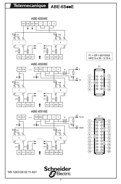 schneider施耐德ABE6S..E Sub-bases for solid state relays